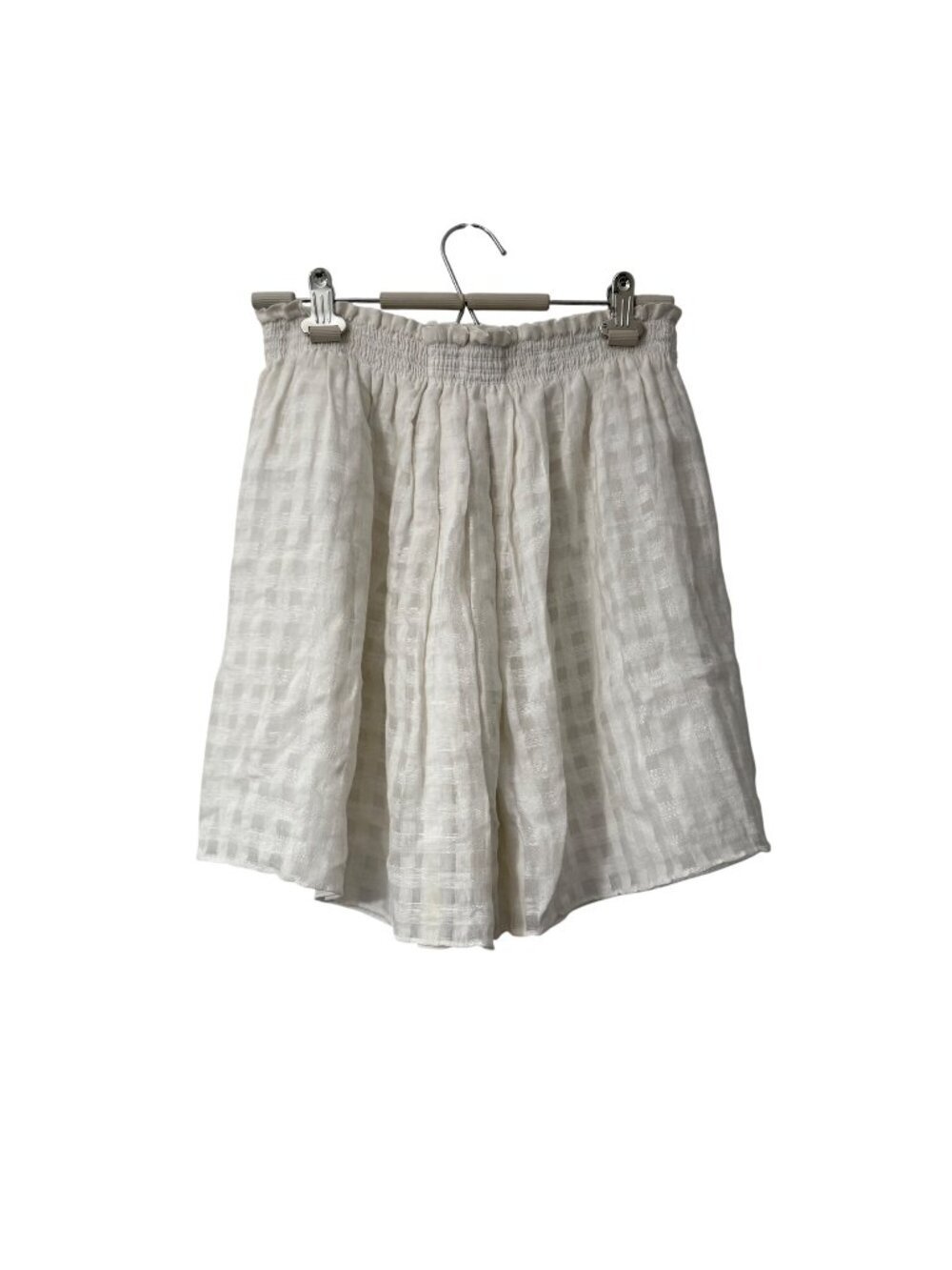Maison de Papillon NYC Ivory Checkered Linen Strapless Top Womens Size Small